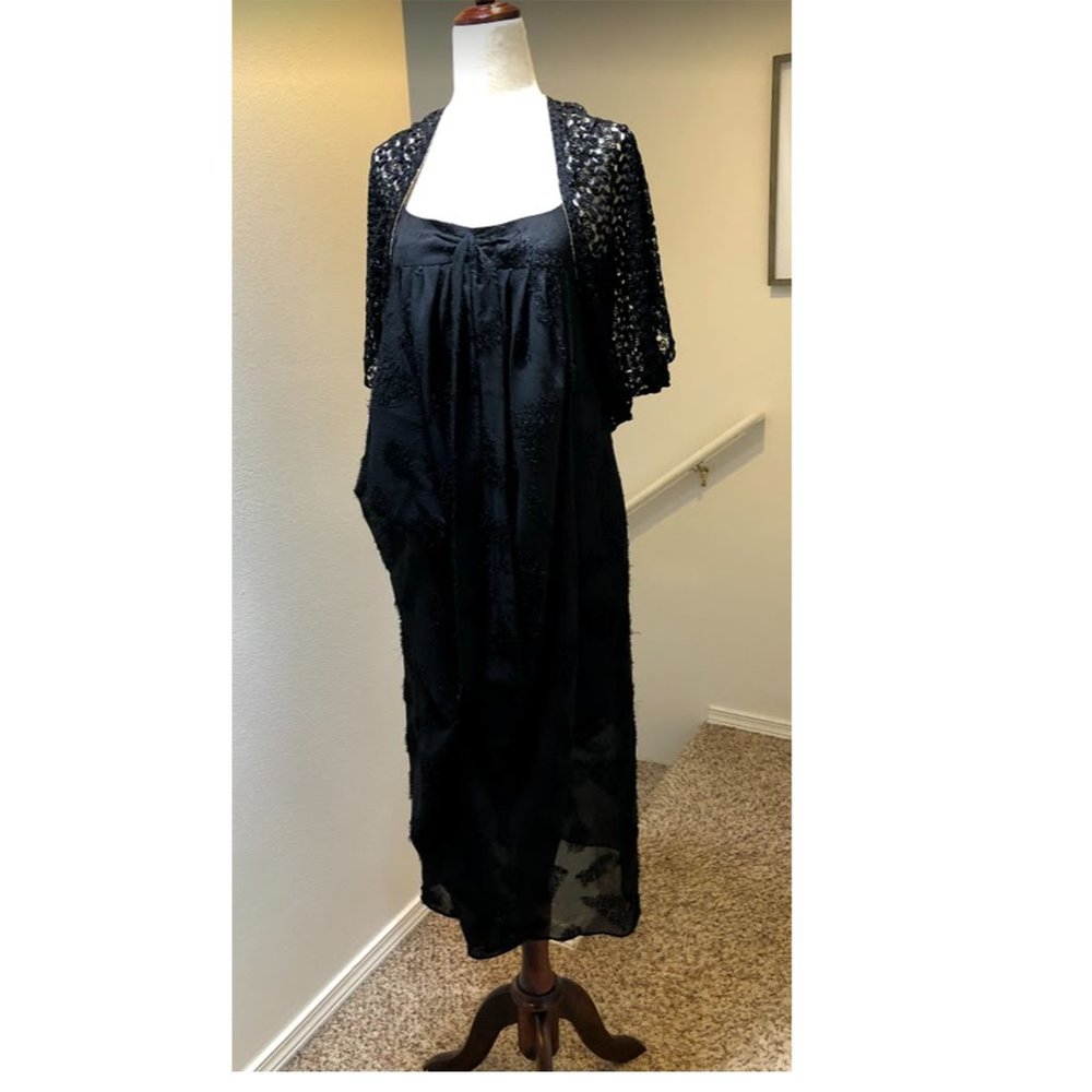 Black Dress with Lace Cardigan